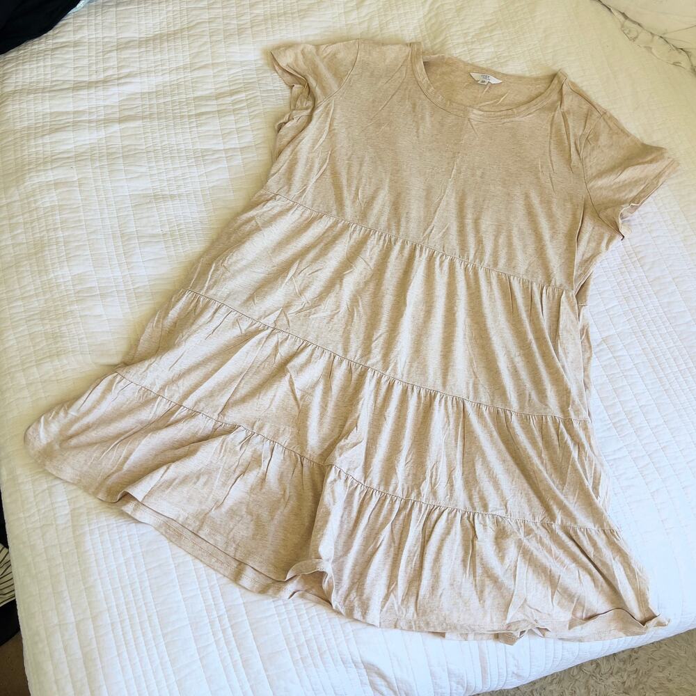 Time & Tru Oatmeal Heather Tiered Dress Size XXL Light Brown Beige